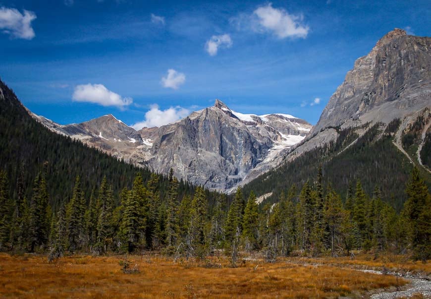 Looking at the mountains in Emerald Basin -accessed via a very pleasant hiking trail