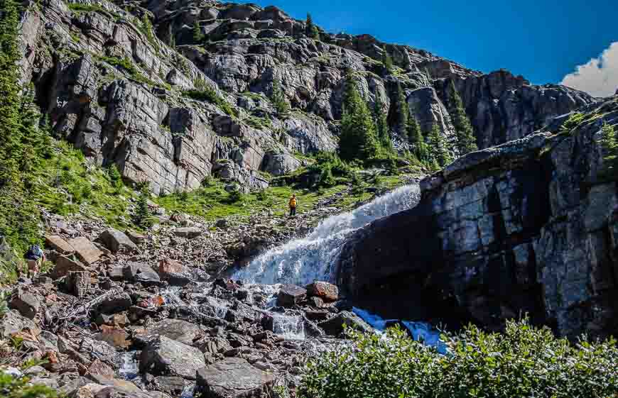 Passing by a small waterfall early on the hike