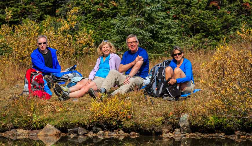 Our group enjoying a long lunch and the beauty of larch season