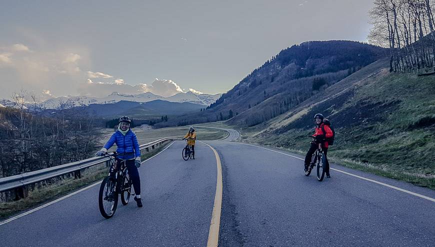 Beautiful biking on empty roads in the Sheep River Valley in May