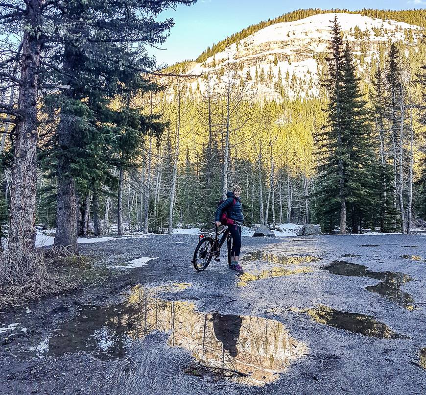 In mid-May there was still lots of snow near Sheep River Falls