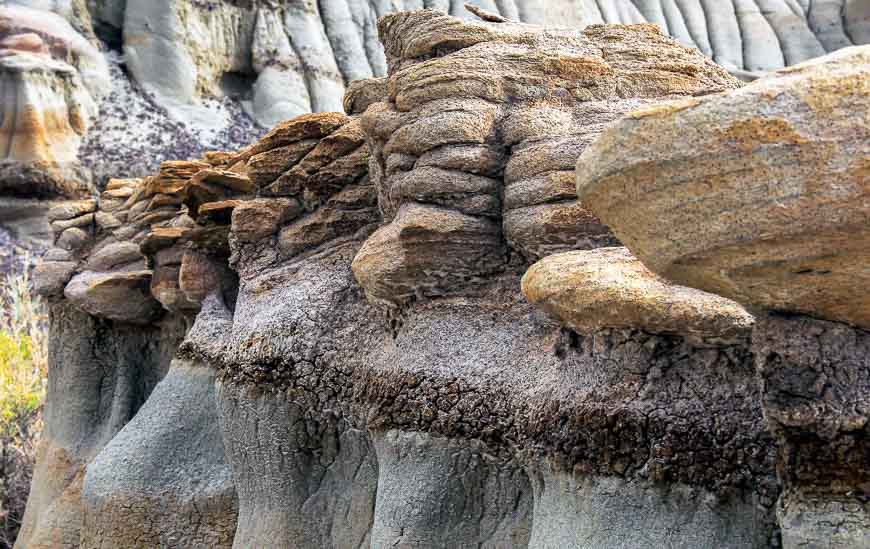 Wild mix of textures you see in Dinosaur Provincial Park