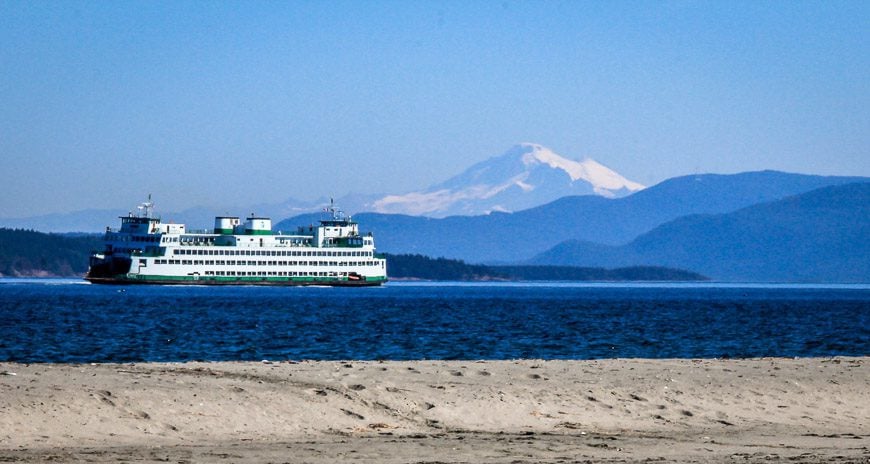 The Anacortes ferry - with Mount Baker in the distance