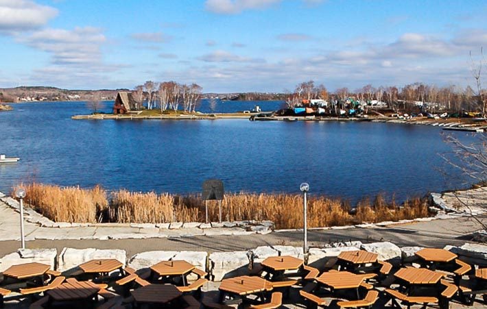 View from our seat in the restaurant by Lake Ramsey