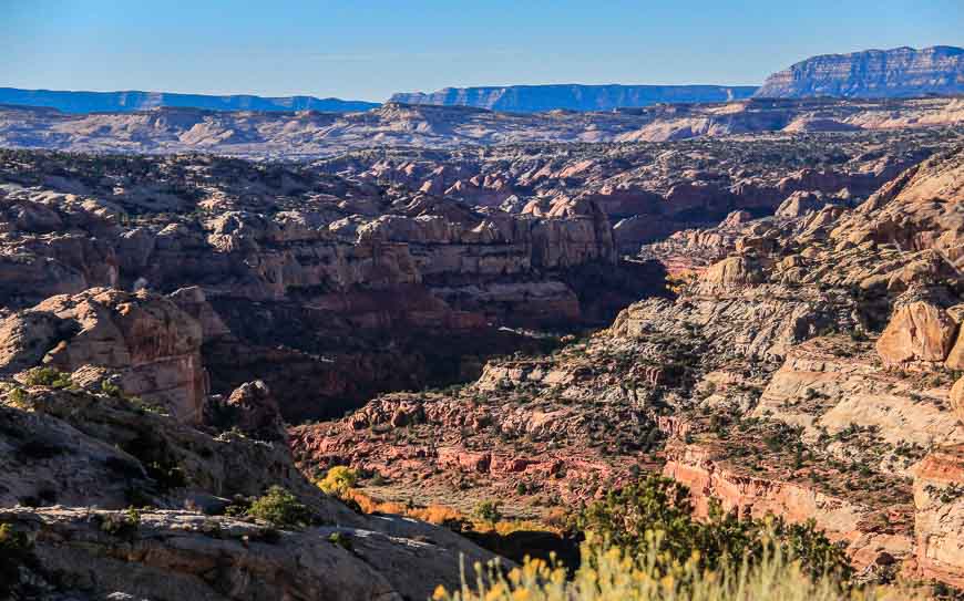 Looking down into Calf Creek Canyon from a roadside pullover on Highway 12 in Utah