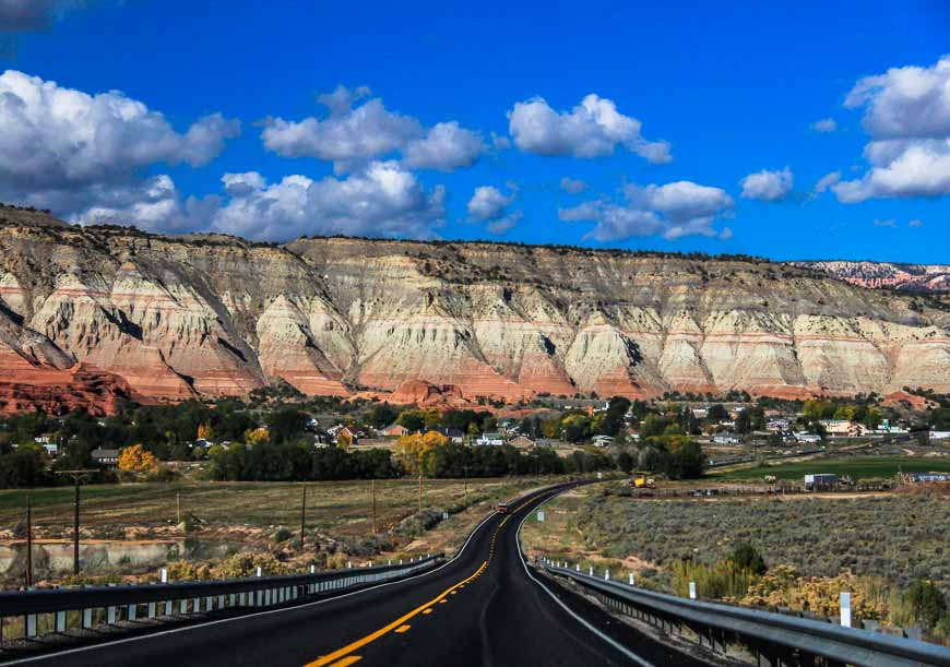 Driving into Cannonville near Kodachrome Basin State Park