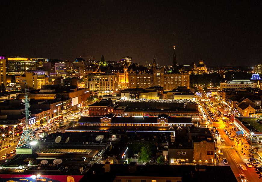 View of the Byward Market and the Parliament Buildings from the Andaz Hotel