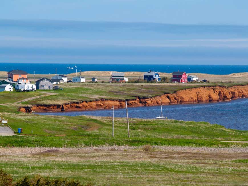 Multi-coloured homes looking out to sea