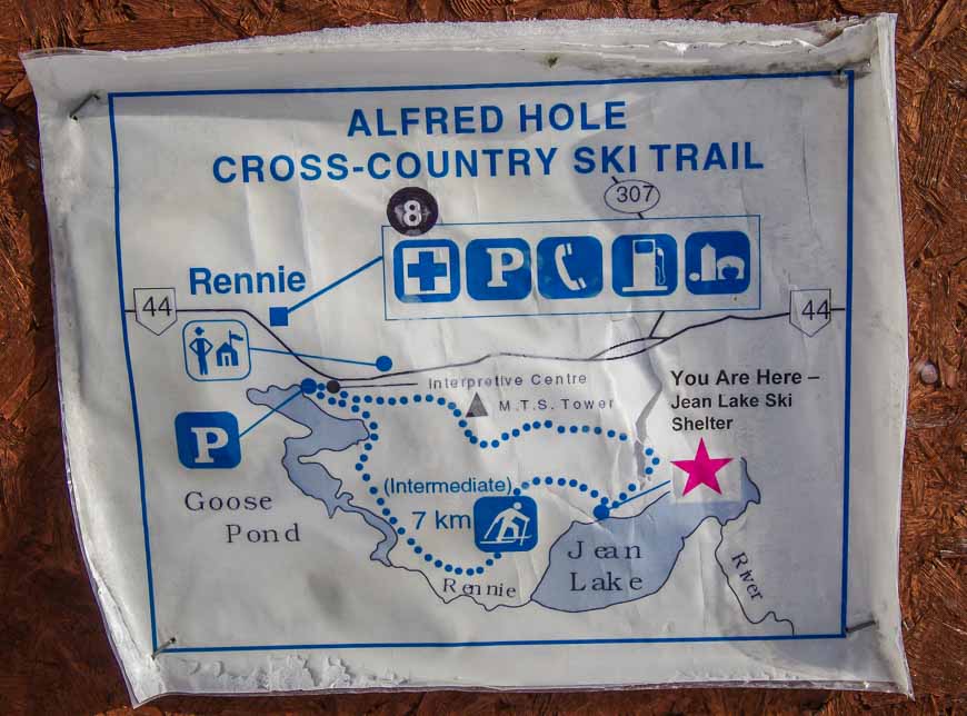 Map of the trail on the warming hut