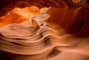 The textured walls of Lower Antelope Canyon in Page, Arizona