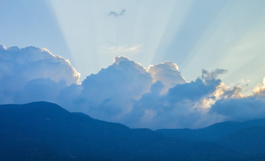 Stunning sunset over the mountains about three hours from Guican on the bus ride from hell