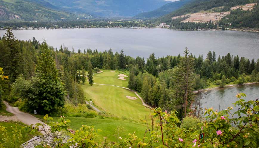 The view from Hyde Mountain Golf Course over to the lake