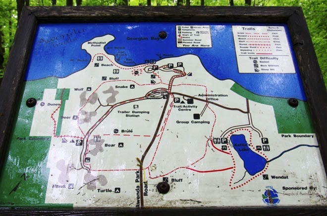 Awenda Provincial Park Map Hiking in Awenda Provincial Park, Ontario   Hike Bike Travel