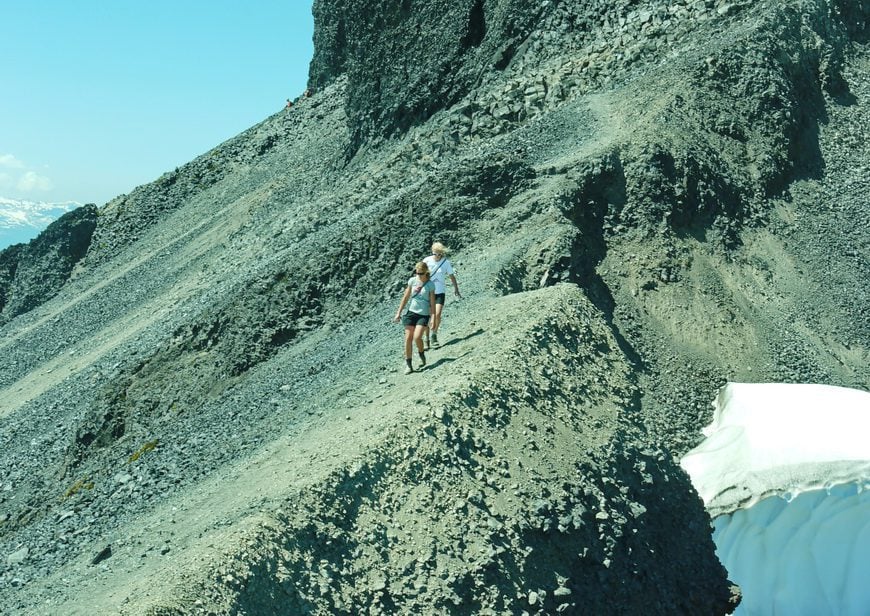 The scree slope up to the Black Tusk