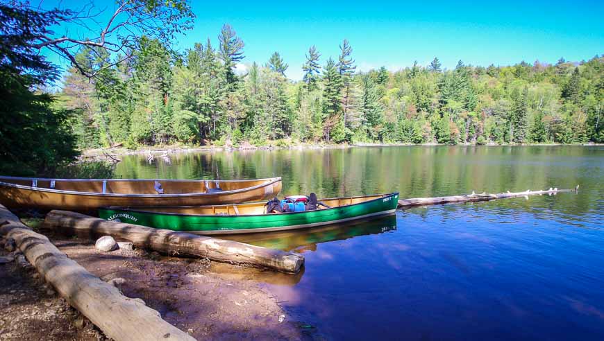 Canoeing in Algonquin Park with a portage stop at Ragged Lake