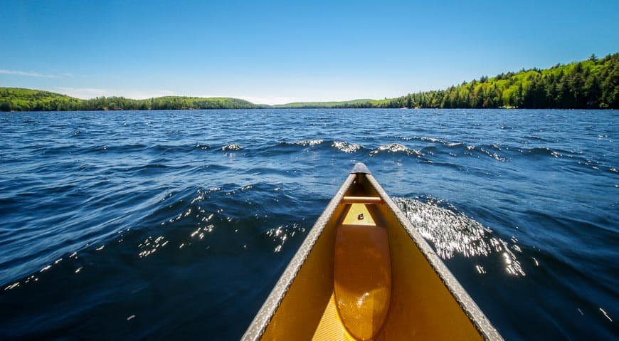 The start of our 3-day canoe trip in Algonquin Park - heading down Smoke Lake - with the wind at our back