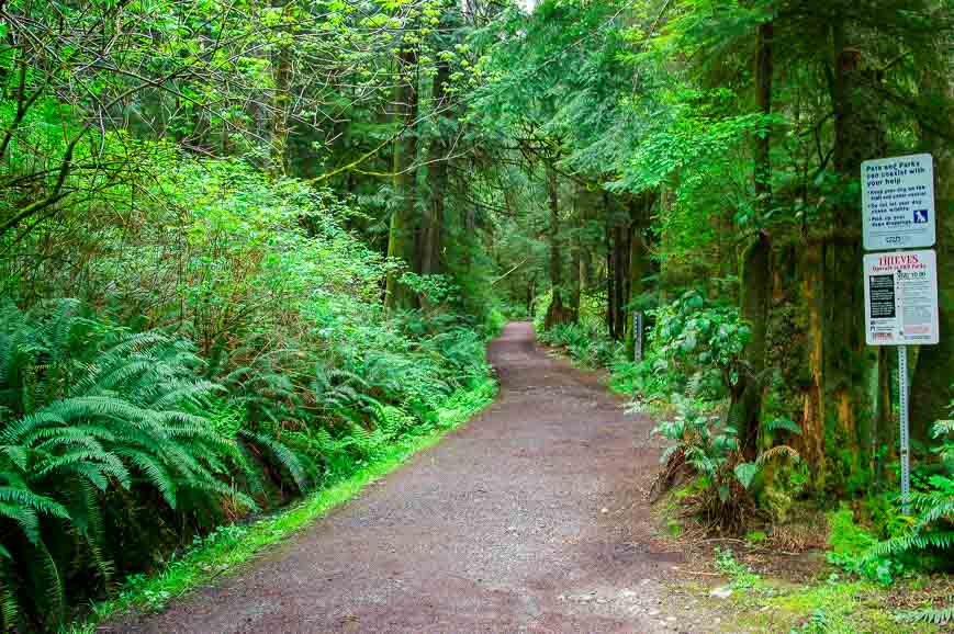 The start of the Coast Trail at Pike Road in East Sooke Park