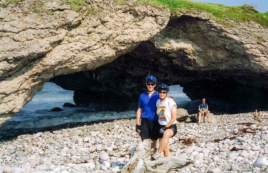 A stop along the shore on the third day of biking