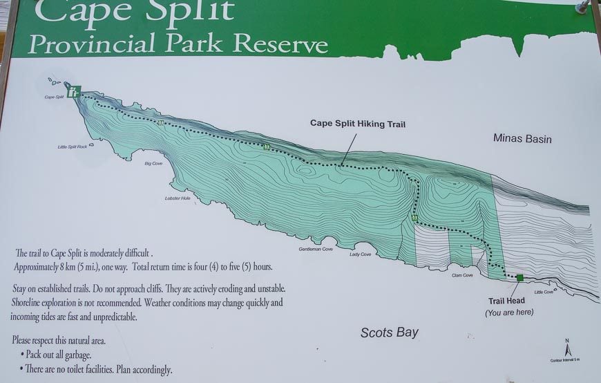 Map of the Cape Split hiking trail