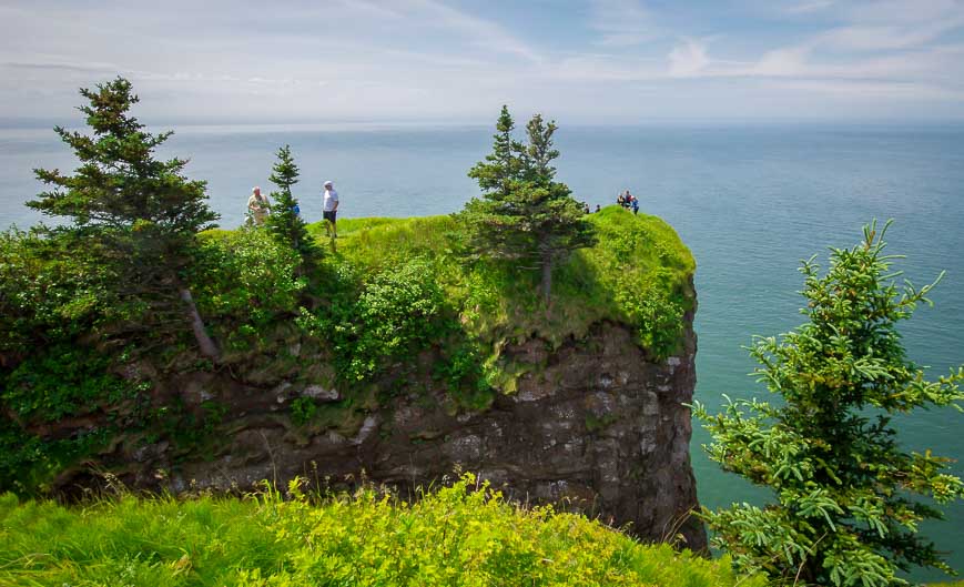 The Cape Split hike and people looking precariously perched