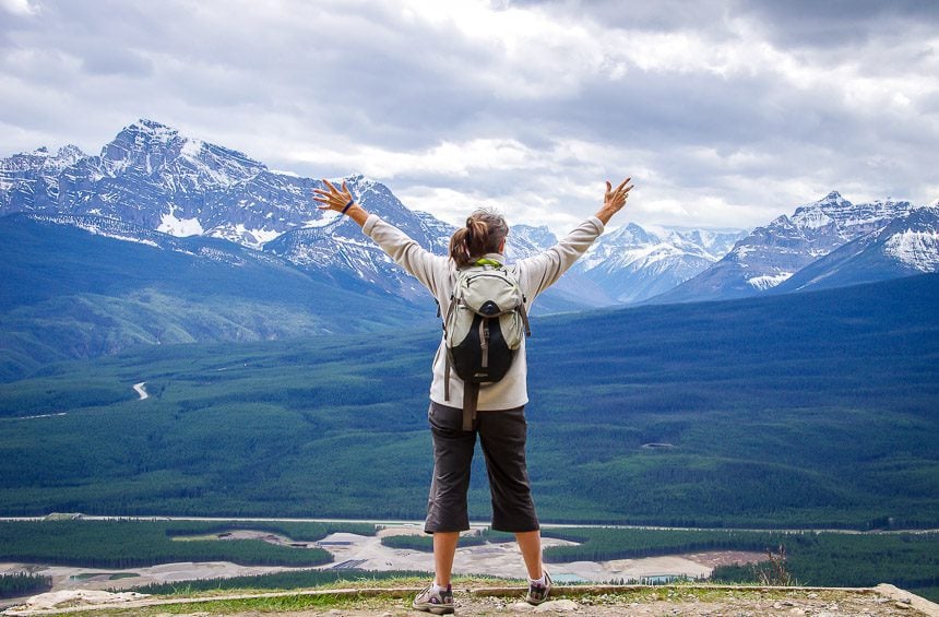 Jo admiring the Bow Valley view