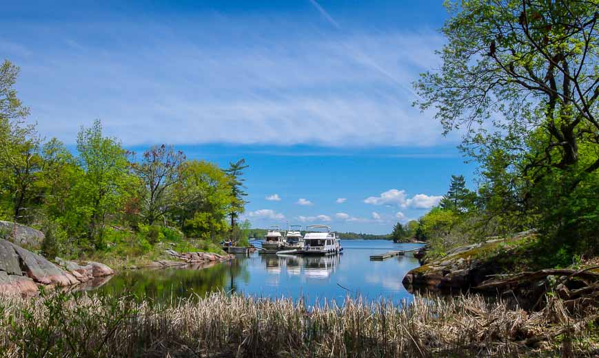 Houseboats anchored on Beau Rivage Island