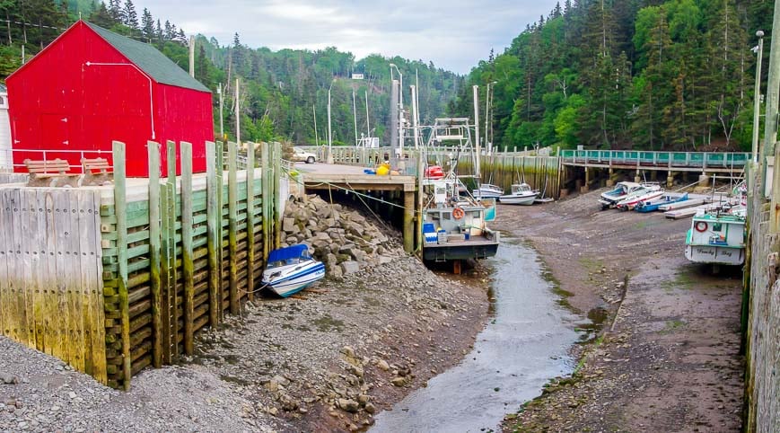 Halls Harbour boats at low tide