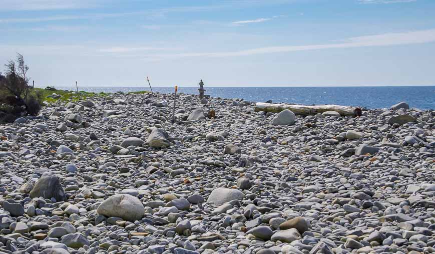 Markers leading the way down the beach