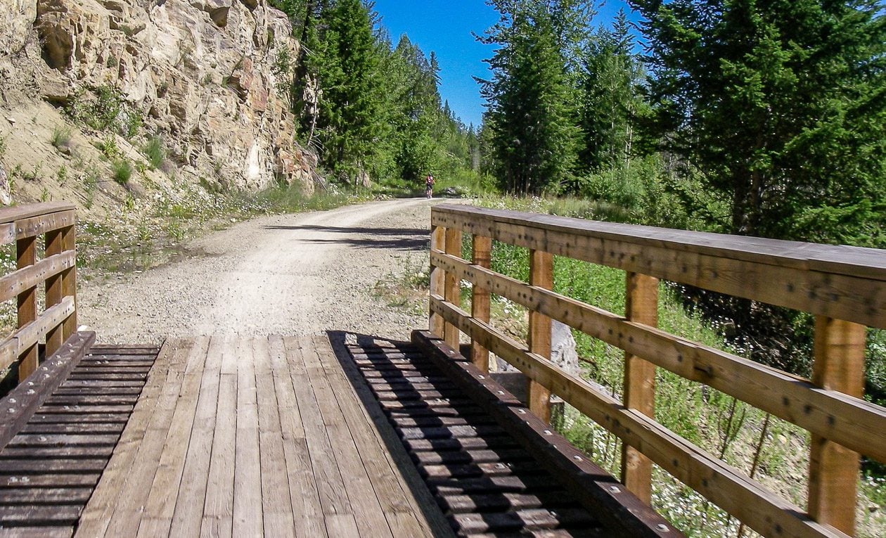 The bike ride is mostly on gravel save for the trestles or bridges