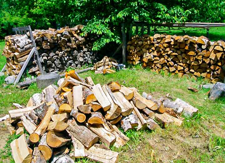 Wood piles are a common sight