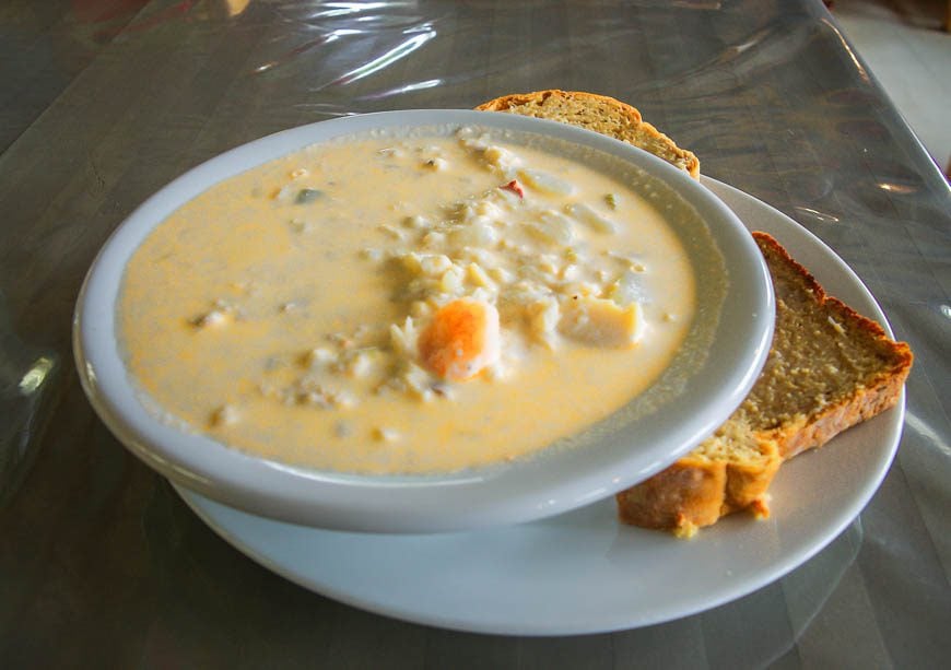 You can find fish chowder at the most out of the way places