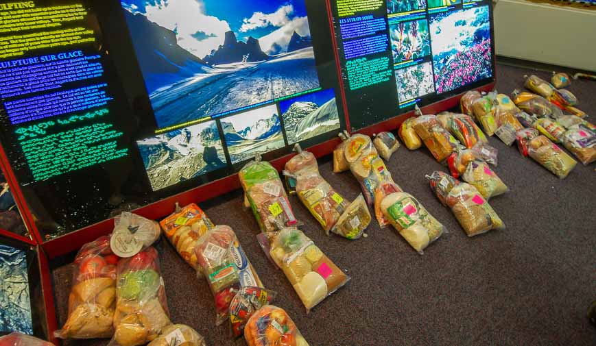 Backpacking Auyuittuq National Park with food laid out we'll have to carry