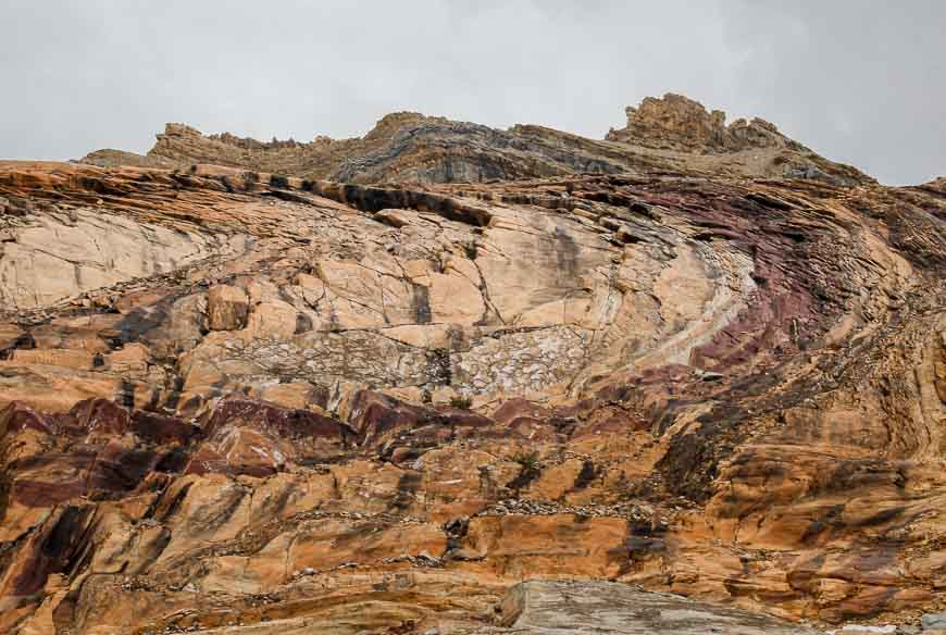 Incredible folding in the rock seen hiking in Yoho National Park