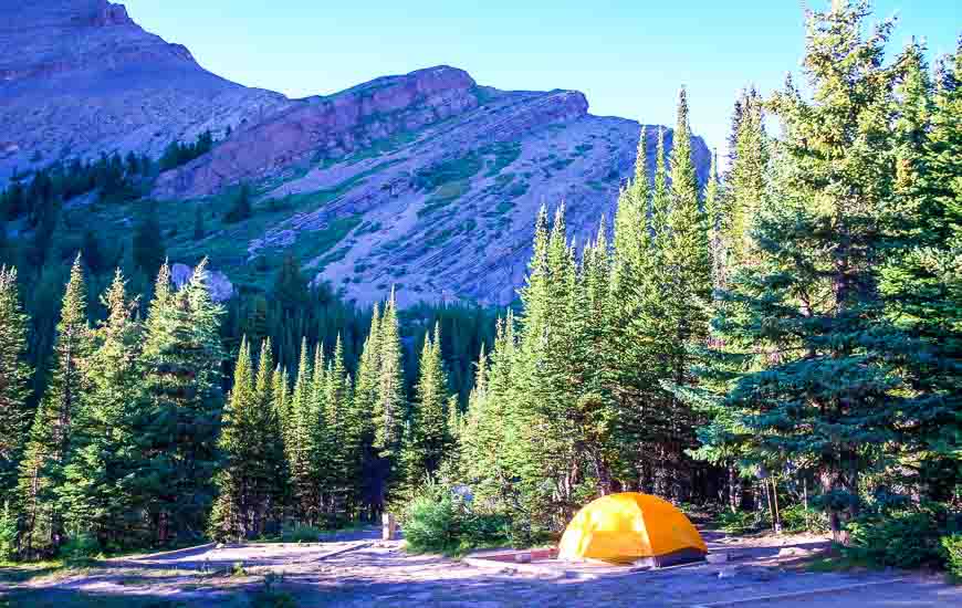 Tent pads - rather close together for my liking - at the Baker Lake campground