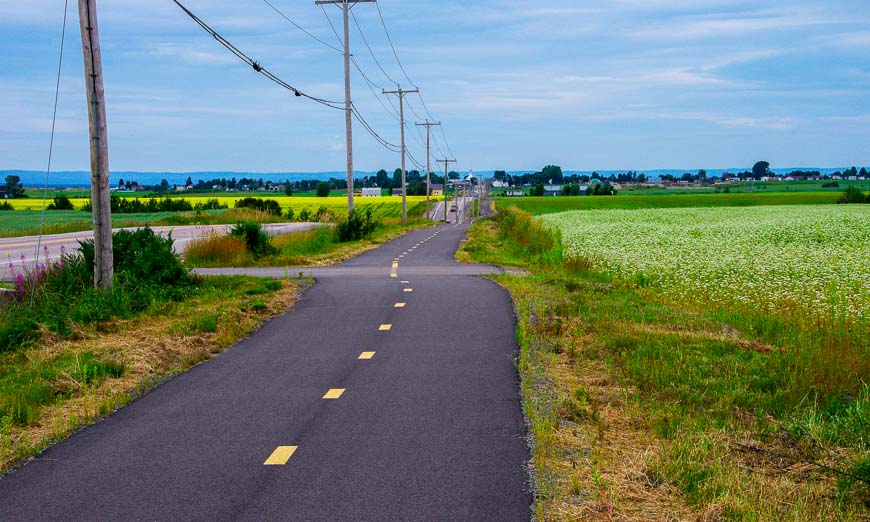 Dedicated bike path early on the second day cycling the Blueberry Route