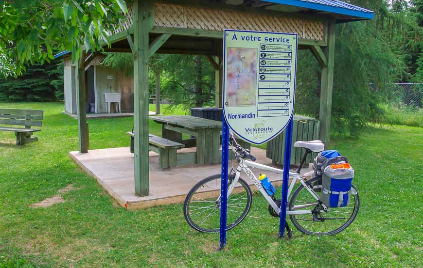 A rest stop with water and bathrooms along the Blueberry Route