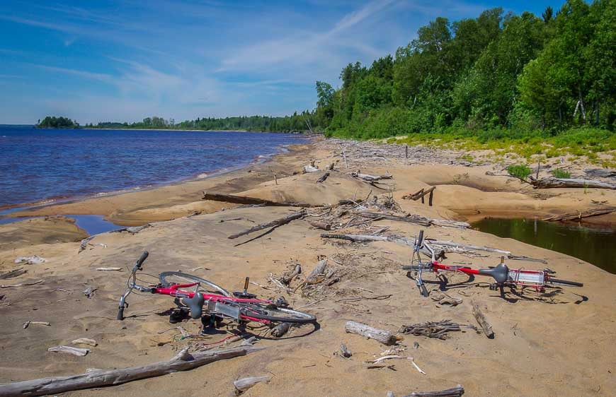 Hop off you bikes and go for a swim on a deserted beach