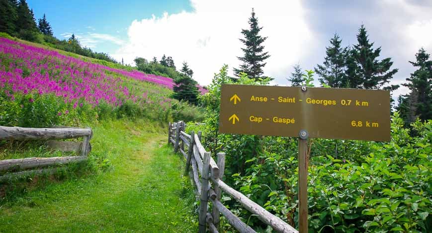 In Forillon National Park Les Graves Trail has some mileage markers and is very easy to follow