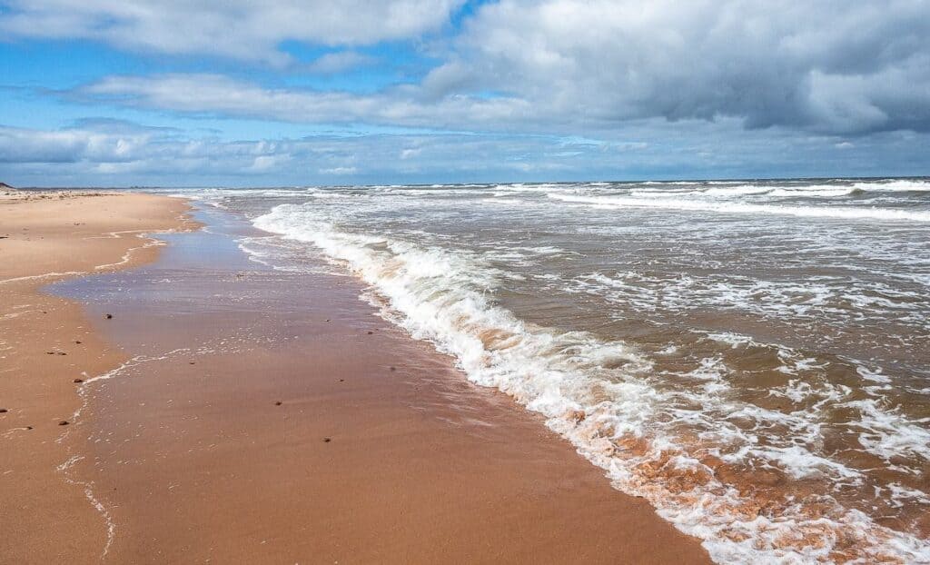 Beautiful empty Greenwich Beach accessed via a floating boardwalk in PEI National Park - and you can bike here on a multi-use trail from St. Peter's Bay