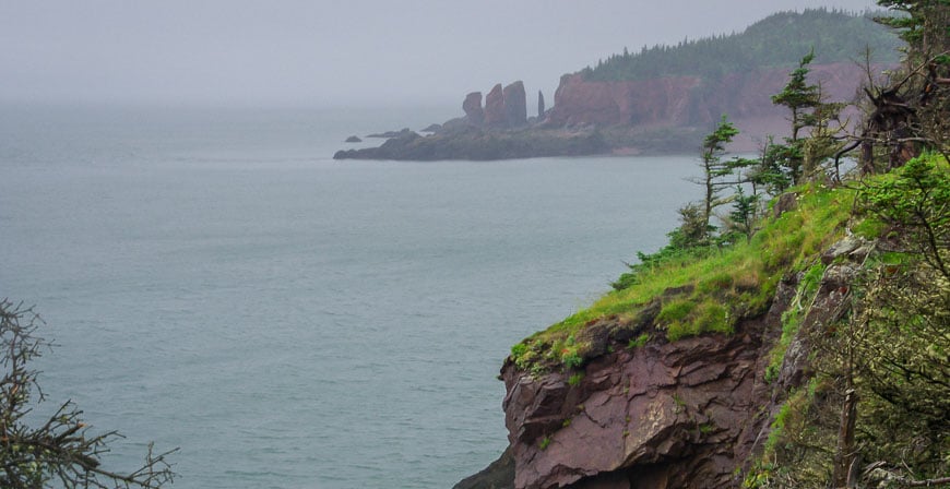 Looking out to the Three Sisters rock formation