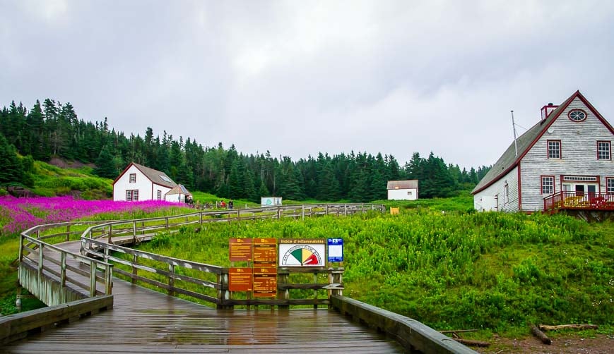 This is what you see when you get off the boat; café on the right and hiking info straight ahead