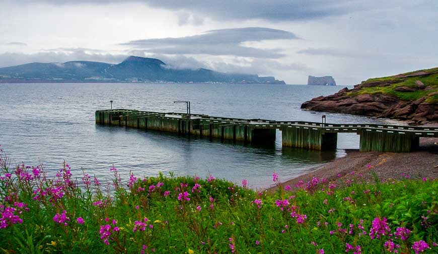 Perce Rock comes into view from the boat dock