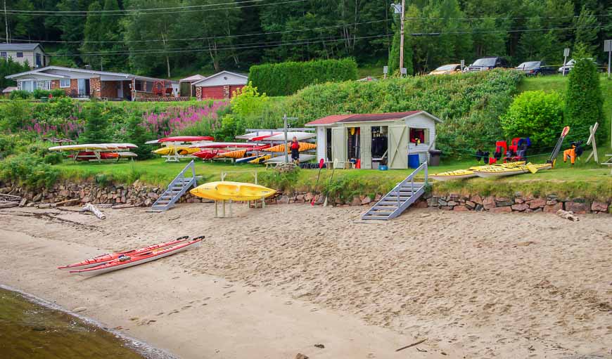 Nice set-up right on the beach in L'Anse-Saint-Jean