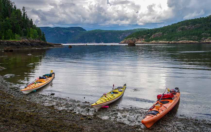 Pulling into our spot for the night on the Saguenay Fjord