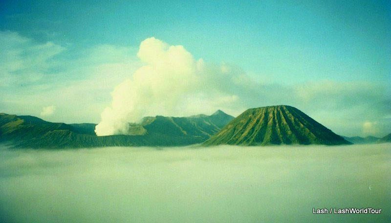 "Distant view of Mt Bromo area"