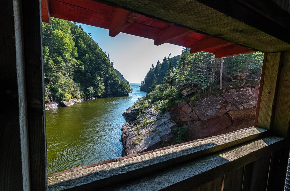 View looking out from inside the Point Wolfe Bridge