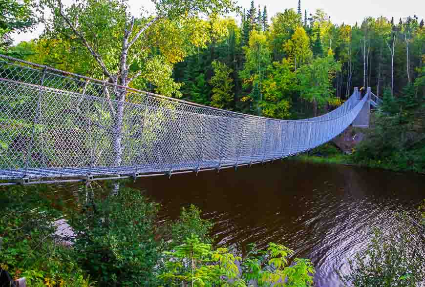 The suspension bridge across the Willow River