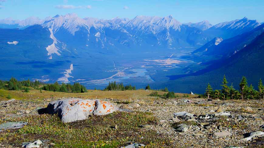 Looking across the Maligne River Valley from the Skyline Trail hike