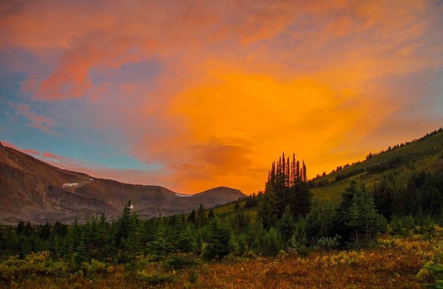 Sunset on the first night out camping