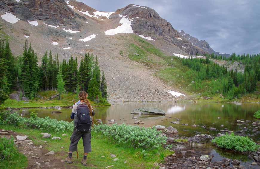 Hiking past Schaffer Lake